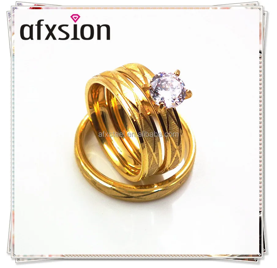 AFXSION jewelry Dubai fashion gold plating 18K gold 316L stainless steel wedding ring