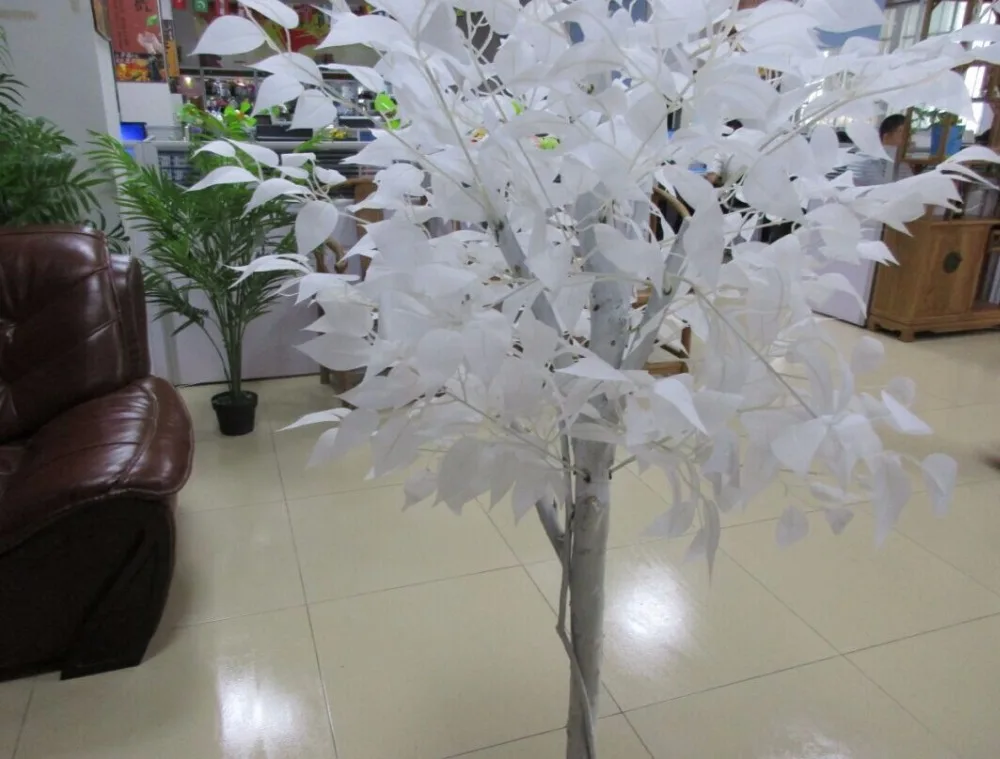 Artificial mini banyan tree bonsai with white leaves