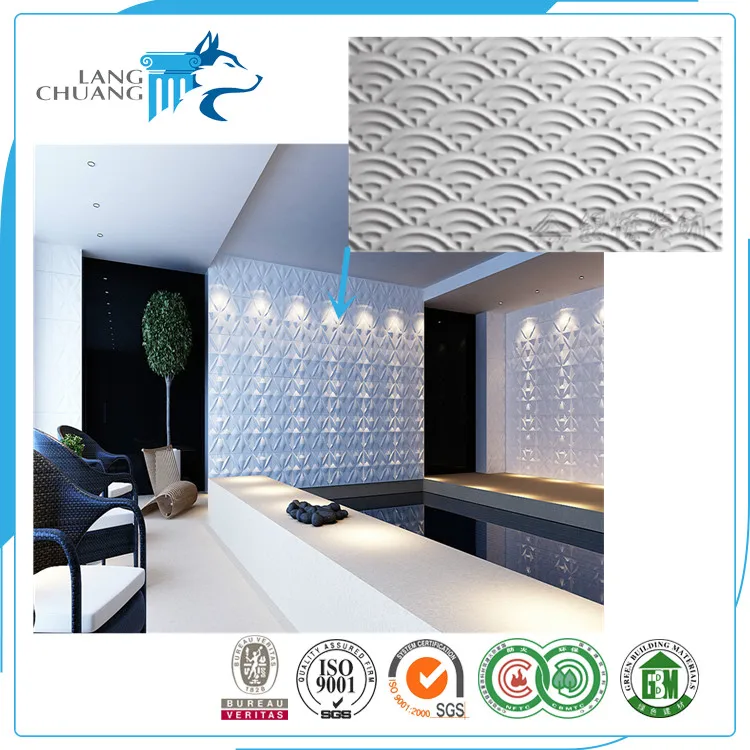 Elegant Design For Villa Interior Light Weight Plaster Embossed Matter Wall Panel