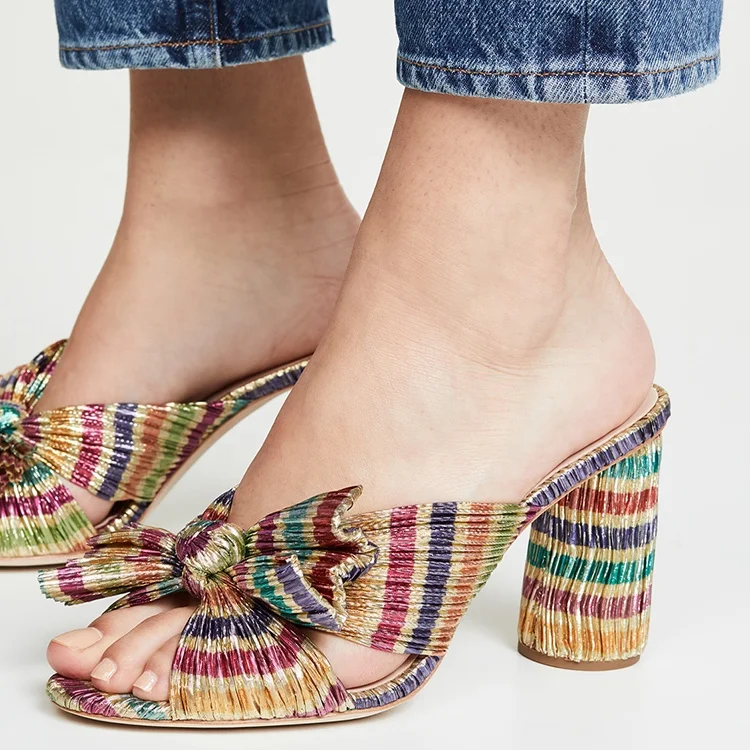 New fashion wholesale chunky high heel slide sandal slipper