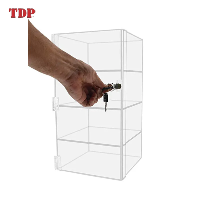 Customize 4 Layer Clear Acrylic Countertop Display with Locking  Security Showcase for Bread