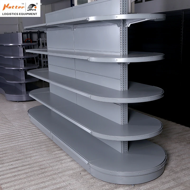 New design metal round ending shelf european style supermarket shelf