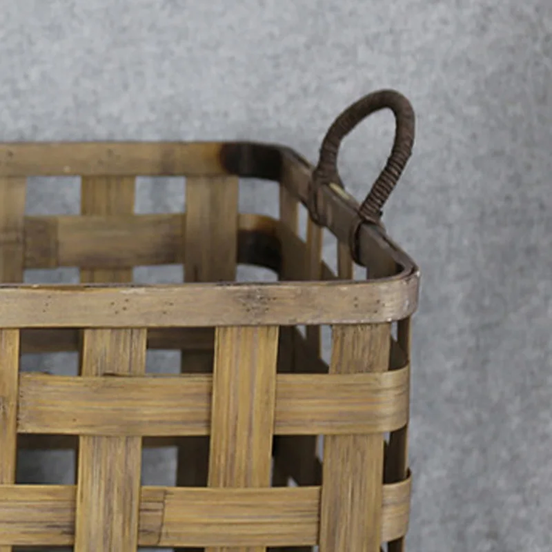 
Unique hand made square empty fruit vegetable weaving bamboo basket 