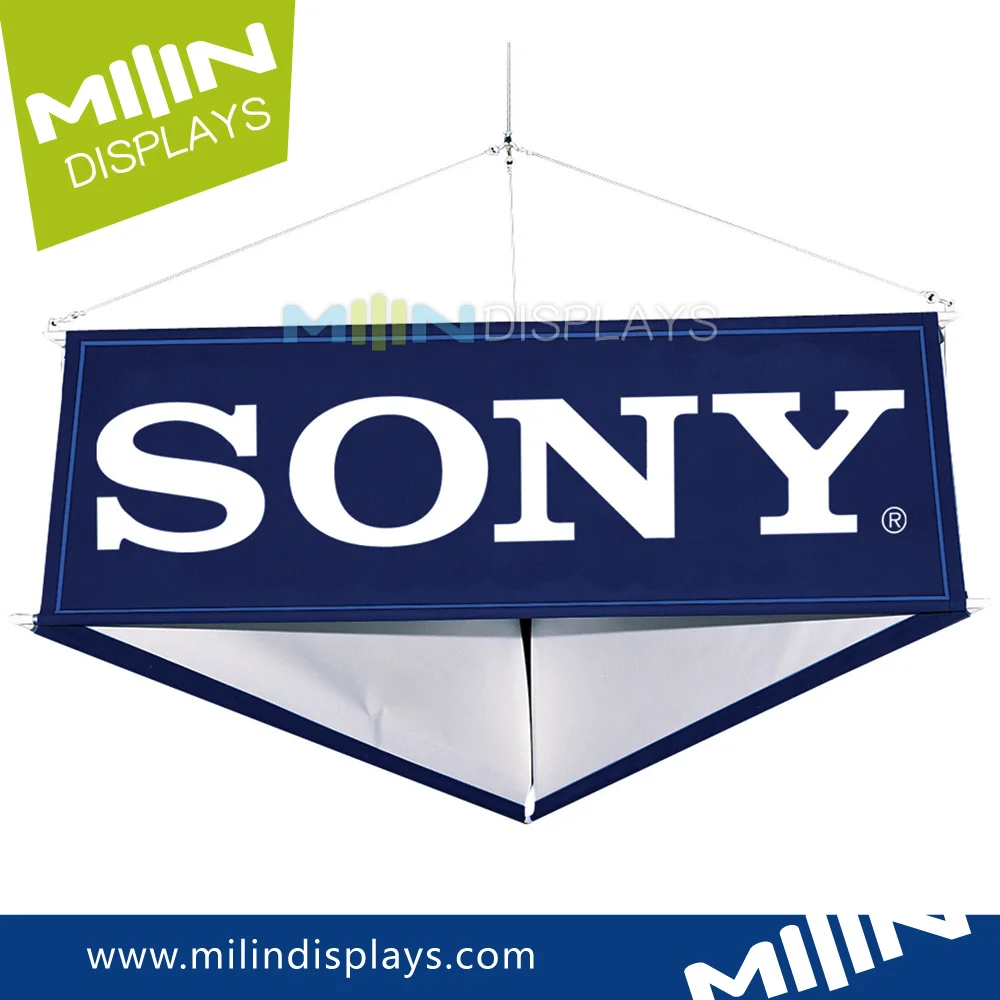 Trade show exhibition ceiling hanging banner flutter tension fabric up banner for promotion exhibition