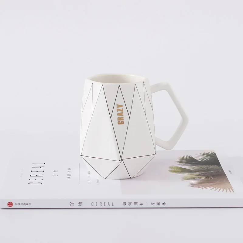 
European Styles Fashion Creative Polygonal Ceramic Mug Office Coffee Milk Mug Lovers Cute Cup 