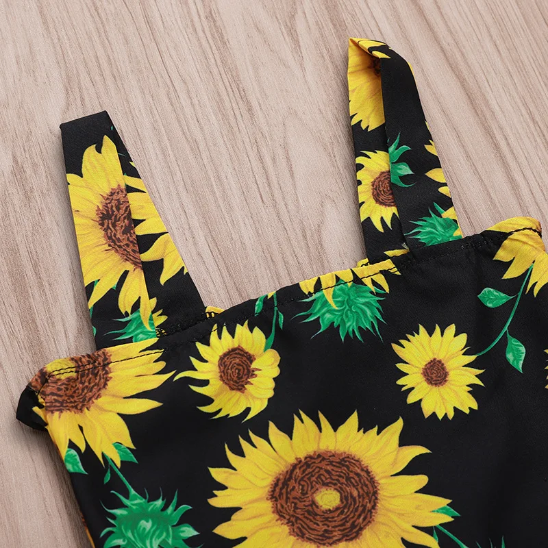 
Kids Clothing Sets Summer Baby Girl Clothing Sunflower Tops & Plaid Skirts & Headband 3PCS for 1-5T 