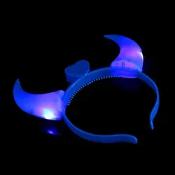 LED Light up Horns Hair Band Halloween OX Horn LED Party Flashing Headband For Kids Park Store Sale
