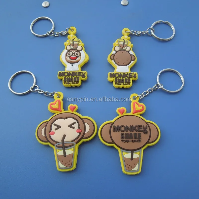
Monkeys playing games die cut shape cute animals pvc rubber key ring keychain 
