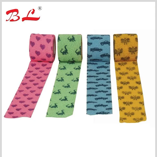 Band Aid Elastic Tape Self-adherent Cohesive Bandage Print Ce Medical Adhesive Bl Nonwoven 3 Years Class I Custom Logo 7658