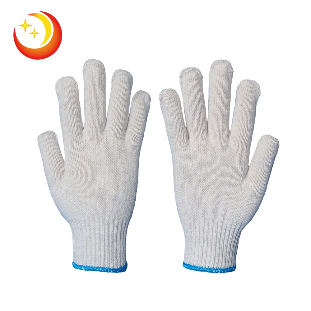 7 gauge natural white cotton knitting gloves 700g