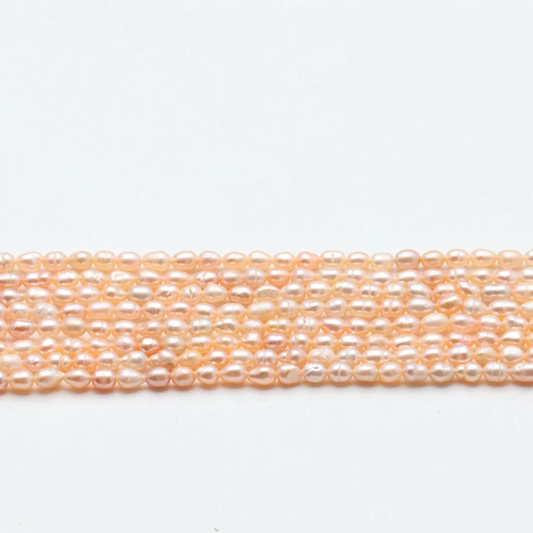 Cheap wholesale DIY 3mm natural pearl rice loose cultured freshwater pearls strand farm china