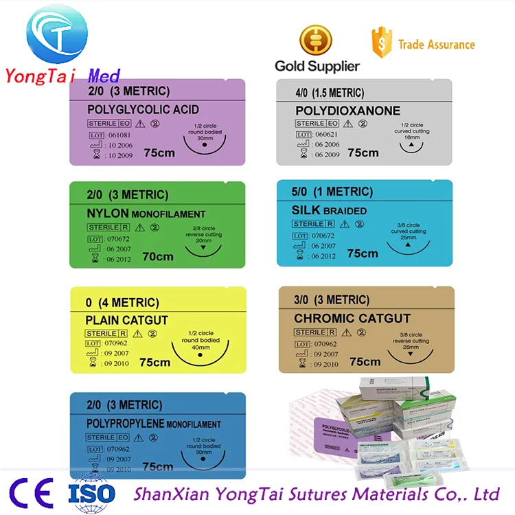 
Animal Use Veterinary PGA Chromic Catgut Nylon Silk Surgical Suture with Needles 