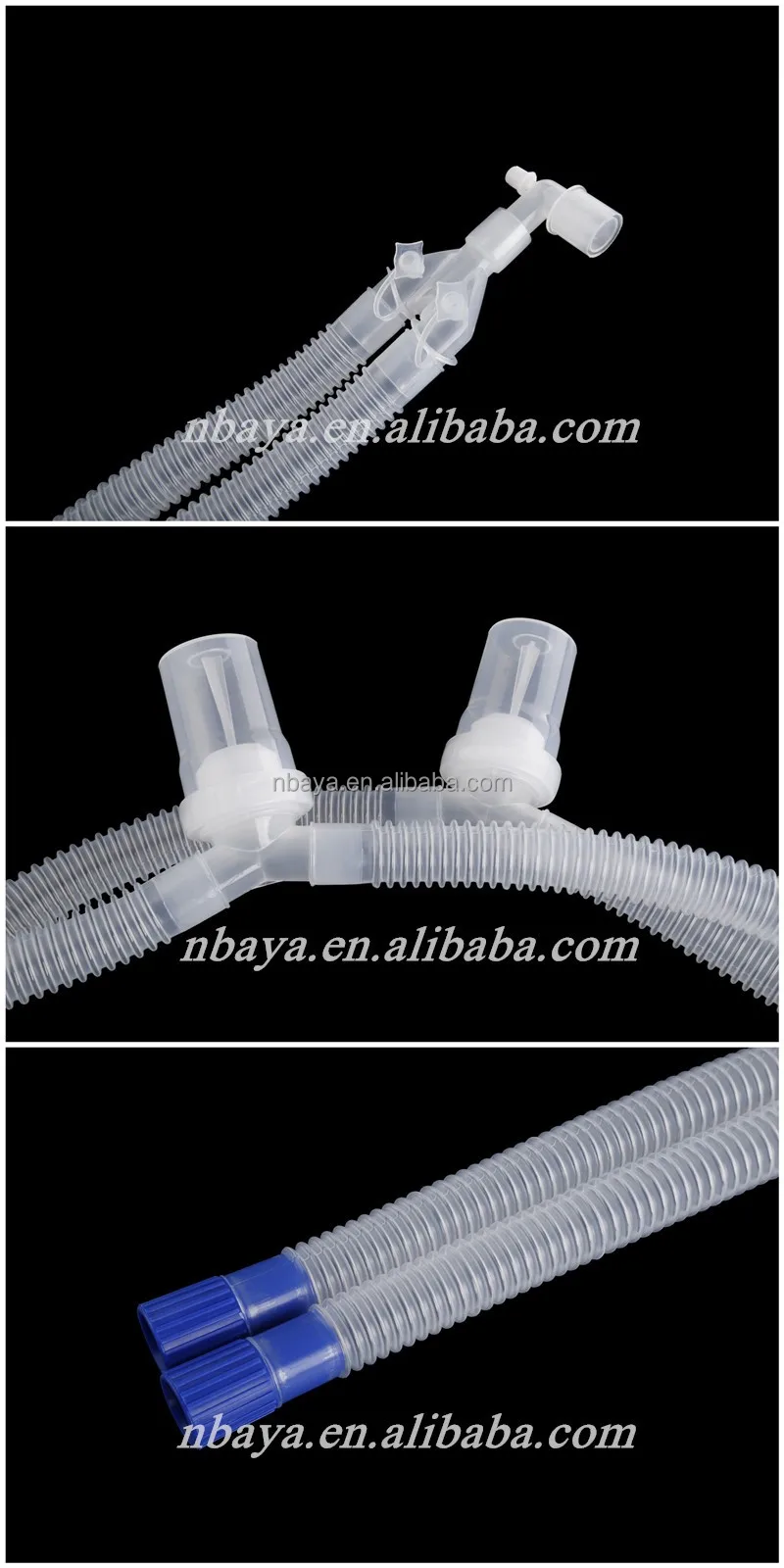 Disposable medical pediatric ventilator breathing circuit corrugated tube with double water trap