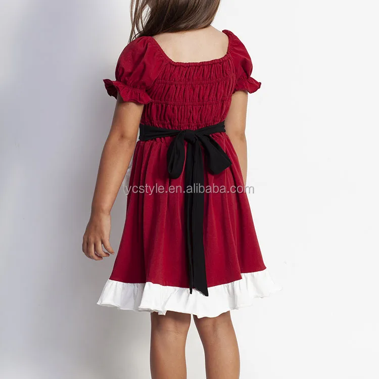 kids clothing wholesale 100% cotton Christmas dress, Girl Pinafore dress Welcome customized Christmas outfits