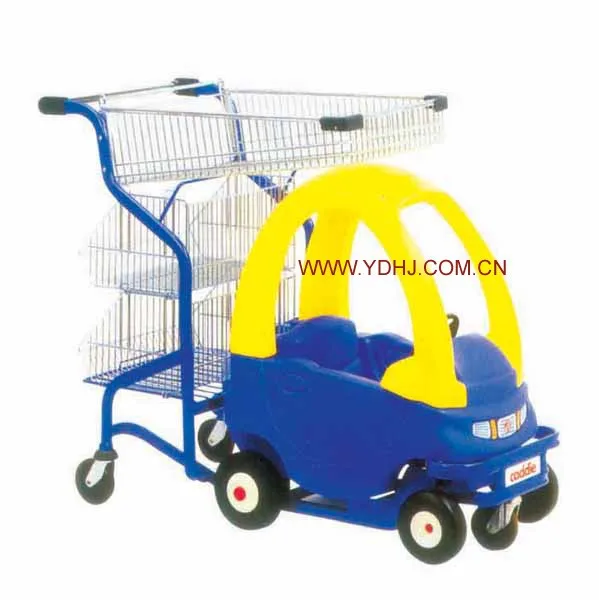 Chidren kids toy car trolley 3 layers with safety lock cartoon cute shopping cart