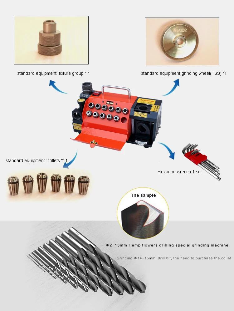 
Hot Sale GD-13 Drill bit Sharpener CE Certificate portable drill bit grinder sharpening machine 