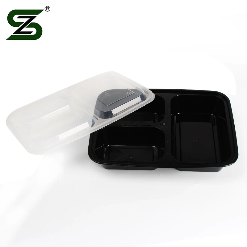 disposable to go plastic bpa free meal prep 3 compartment food containers