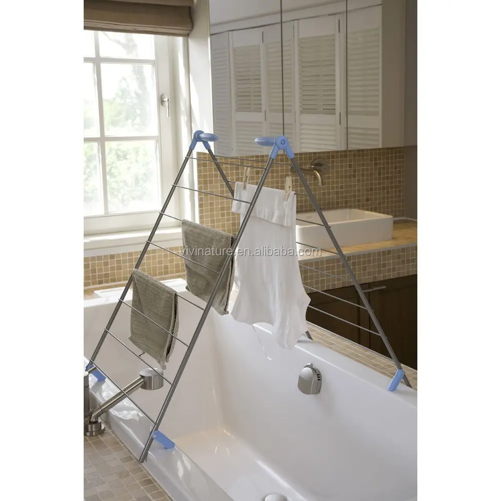 Laundry dryer drying rack clothes towel foldable bar holder airer rail stand