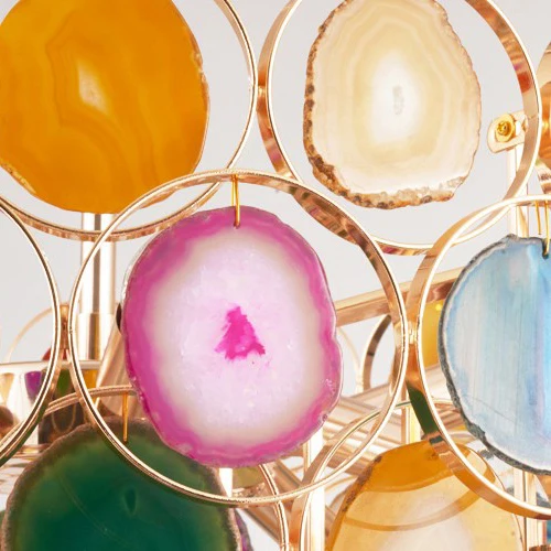 New Design Hotel Colorful Agate Stone Chandelier Lighting For Hotel Restaurant