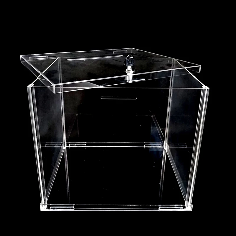 Plexiglass lucky draw box lockable clear acrylic ballot box