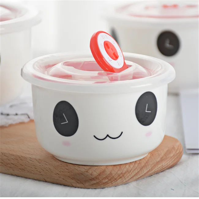 Restaurant Decal food container set of 3 cheap wholesale ceramic lunch box, bowl with lid, ceramic chinese bowl set