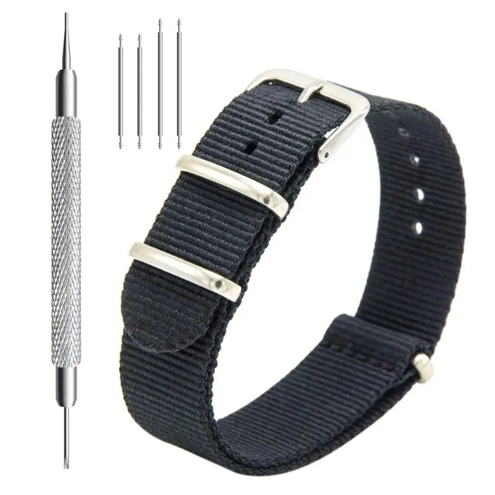 
Nato Watch Straps 16mm 18mm 20mm 22mm 24mm Premium Ballistic Nylon Watch Bands Zulu Style with Stainless Steel Buckle 