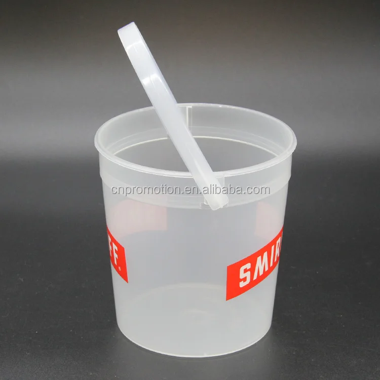 Custom logo Plastic Cocktail Pails Ideas 32oz Reusable Punch Bowls Ice Smoothie Bucket for Drinks