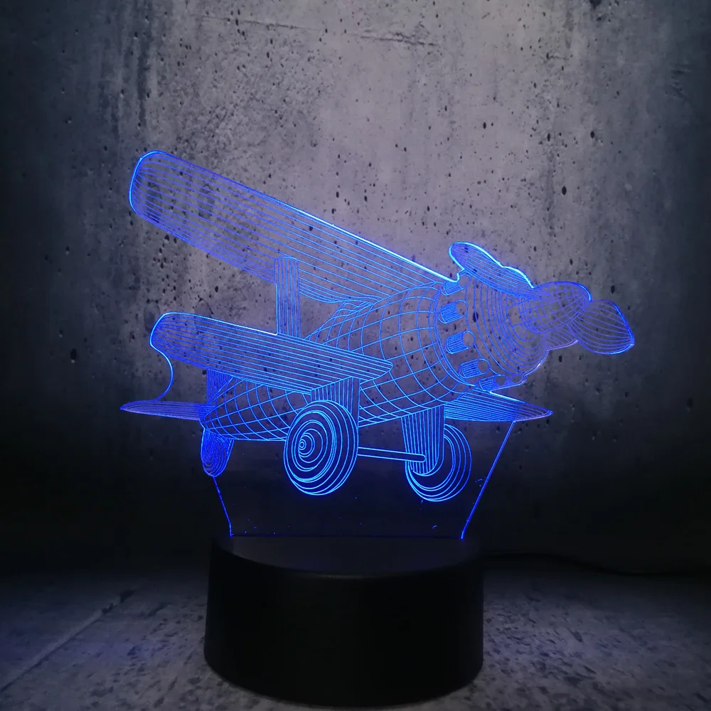 3D propeller air plan Aircraft Model Cool RC Toy Creative Night Light Touch LED Illusion Table desk bedside lamp Decor kids Toy
