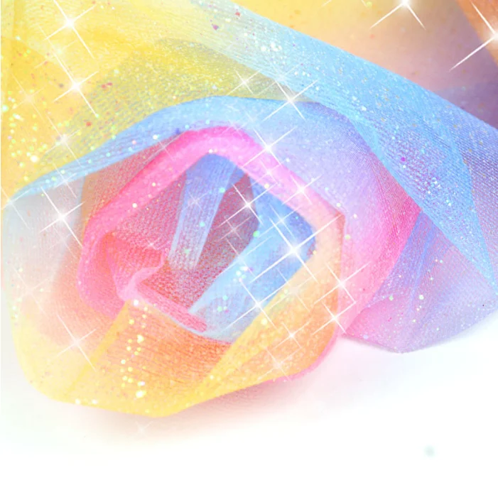 Rainbow Glitter Tulle Rolls for Table Runner Chair Sash Bow Tutu Skirt Wedding Party Gift Ribbon unicorn birthday decoration