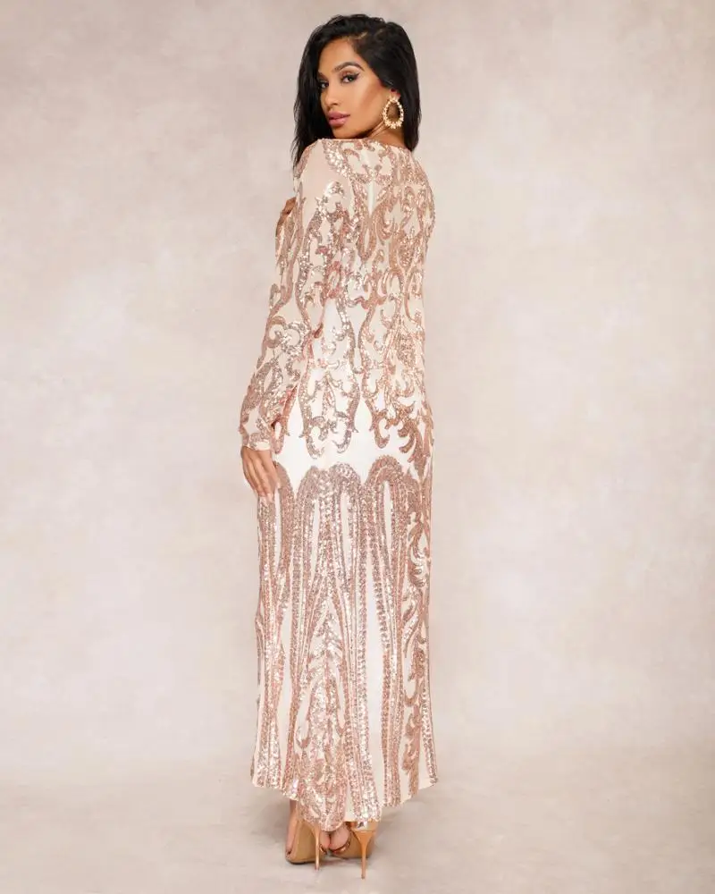 
2019 new dresses hot style in Euramerica sexy sequins decoration see-through cardigans lace mesh embroidery long skirt 