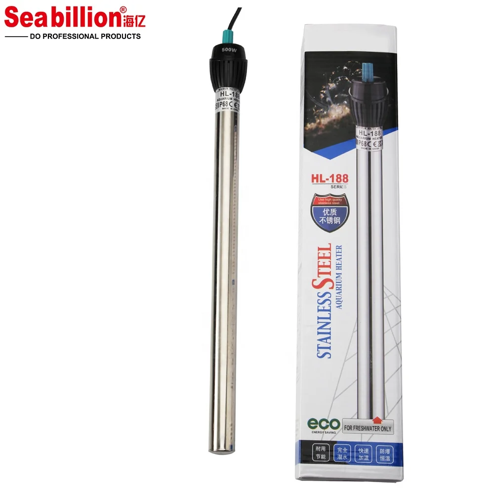 Seabillion HL-188 500 Watts Aquariums Stainless Steel High Power Heaters Aquarium & Accessories Fully Submersible Heater