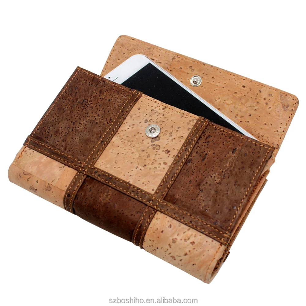 Boshiho wood lattice pattern cork wallet for vegan made of eco-friendly material wallet case for iphone x, for iphone 8,