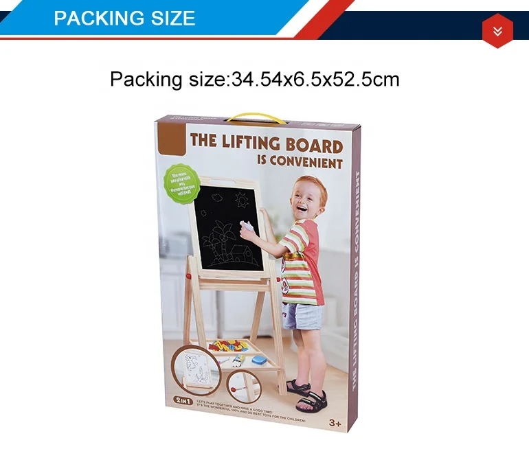 2in1 standing adjustable big size wooden drawing board for kids