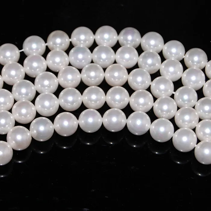 8mm 10mm 12mm 14mm white color shell pearl strand shell pearl beads