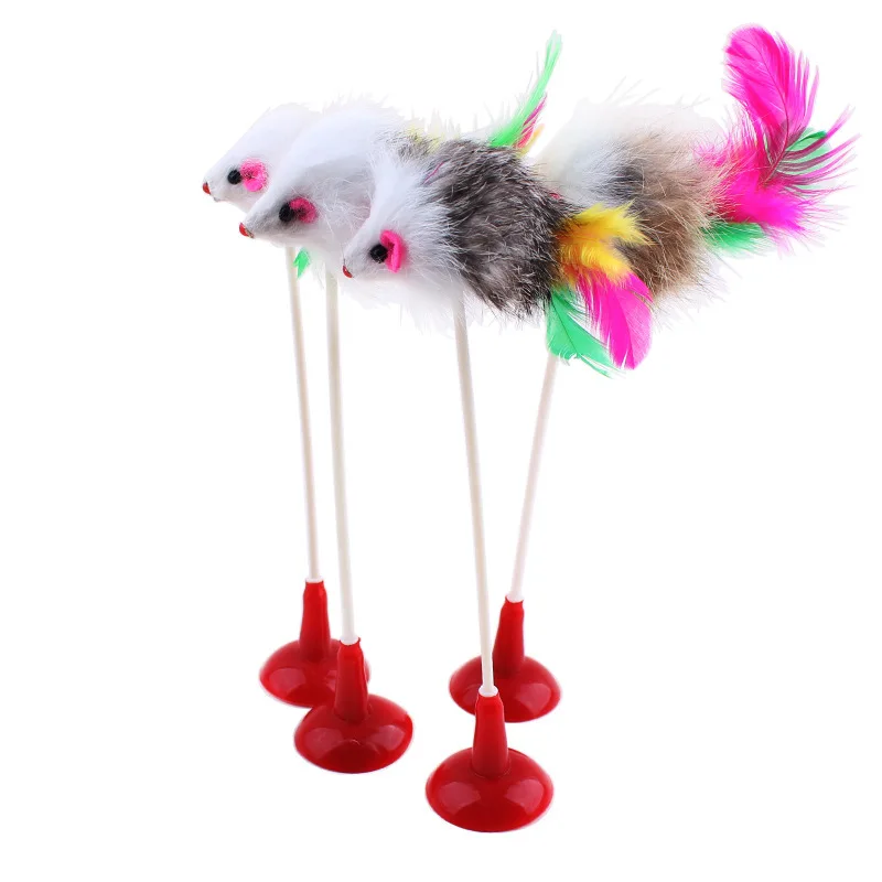 KD136 Soft feather Cat teaser pet interactive toy mouse cat toy