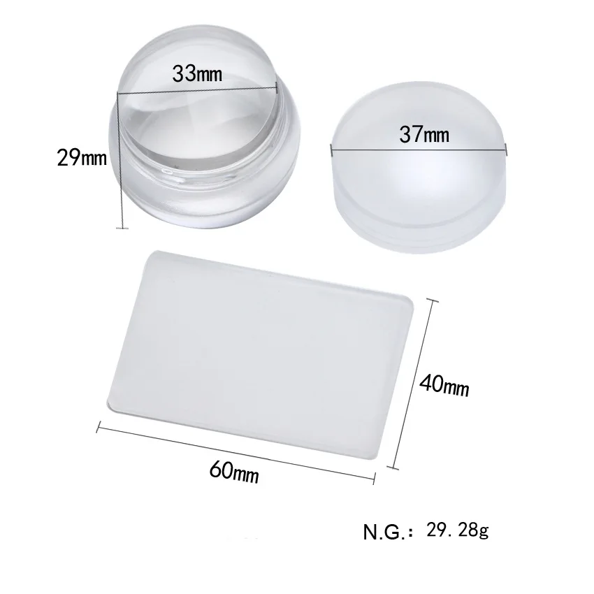  transparent clear jelly nail art stamper chess design with scraper