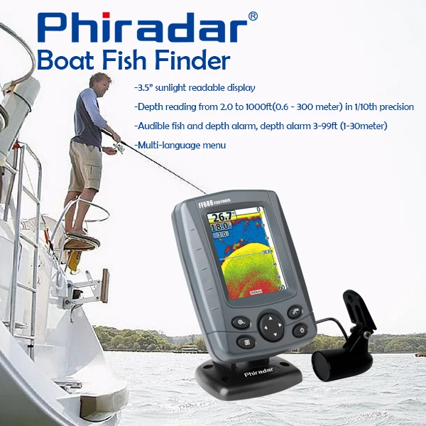 
depth sounder depth finder sonar detector color fish finder and fish detector for boat using 