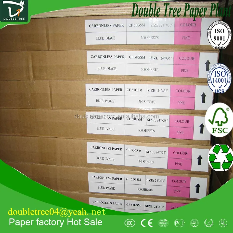 
green CF carbonless paper in blue impression 