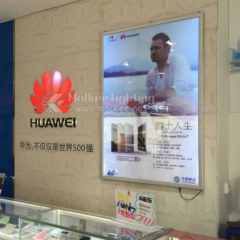 Светодиодный ультратонкий алюминиевый световой короб с защелкой