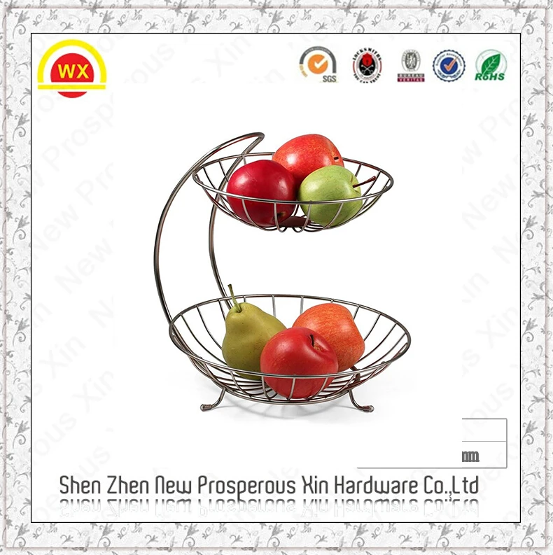 Custom Fashion Elegent and Durable 2-tier Iron Fruit Basket