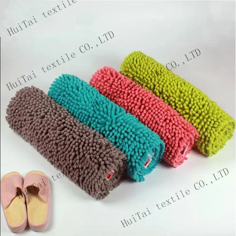 
long pile shaggy Chenille bath mat with hot-melt backing 