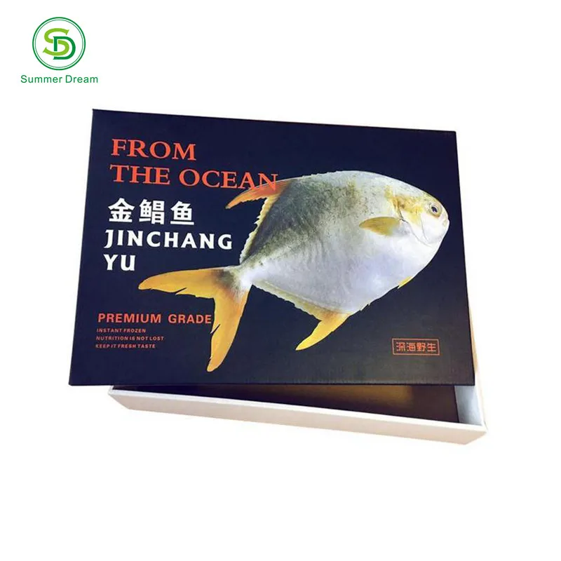 wholesale custom made cardboard frozen food packaging boxes for fish