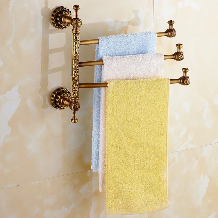 Exquisite antique brass flexible towel shelves with 4 bars bathroom towel bars BA0625