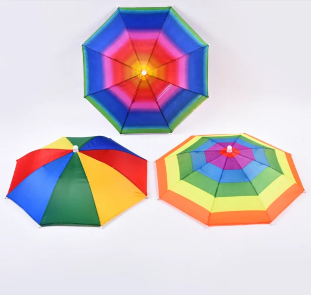 Small cheap promotional rainbow hat umbrella