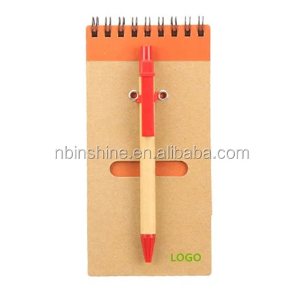 Eco-friendly note book with pen , custom notepad , notepad with pen