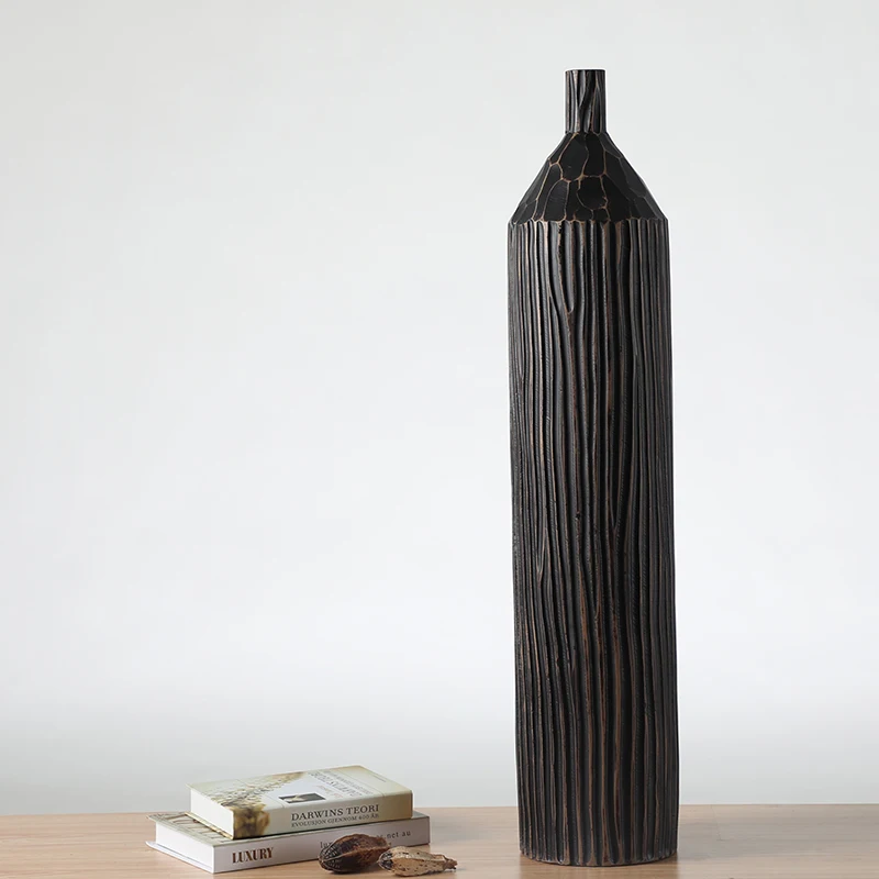 Gorgeous Designs Chinese Large Black Embossed Floor Vases Antique Vases