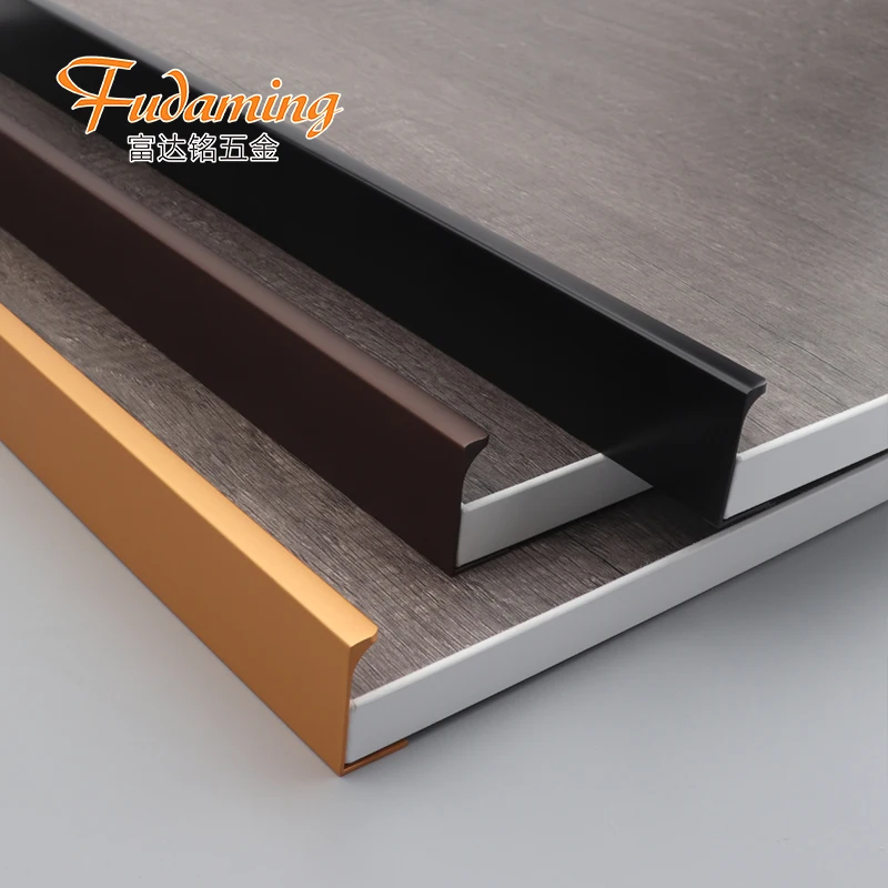 Black and golden  invisible punch free long handle for cabinet wardrobe and closet door