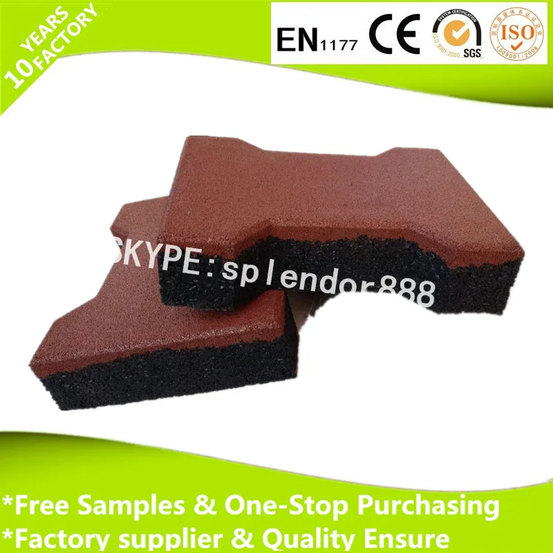 20mmx16mm Anti Slip Dog Bone Interlocking Rubber Paver for Horse Stable Playground Flooring Tiles