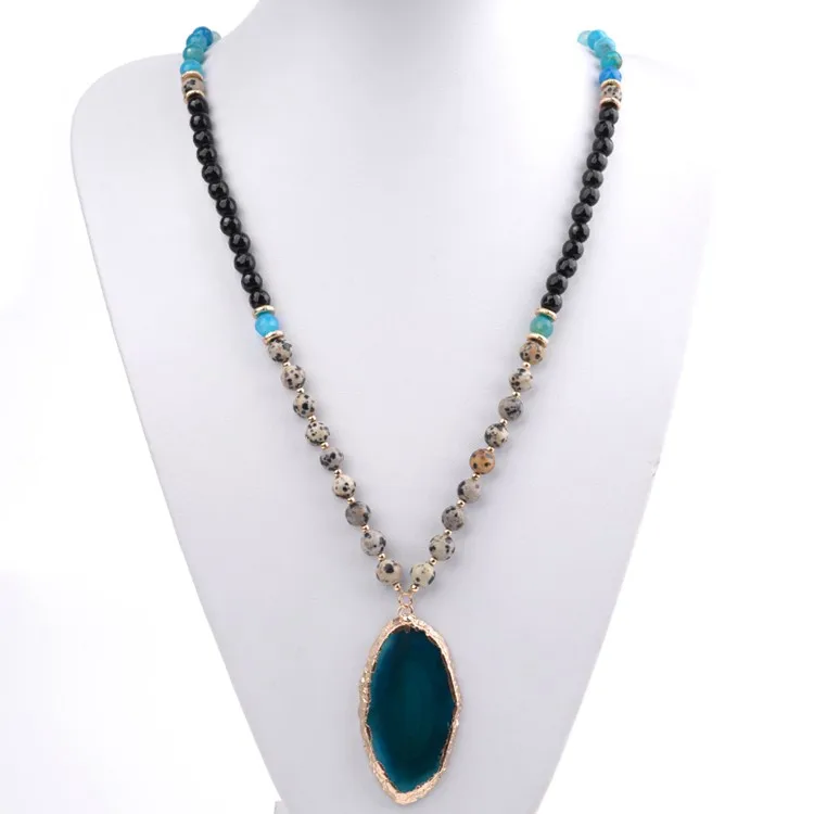 Manufacturers directly sell agate pendant dalmation jasper beaded jewelry necklace
