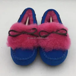 cozy sheepskin softsole Moccasin Slippers purple color